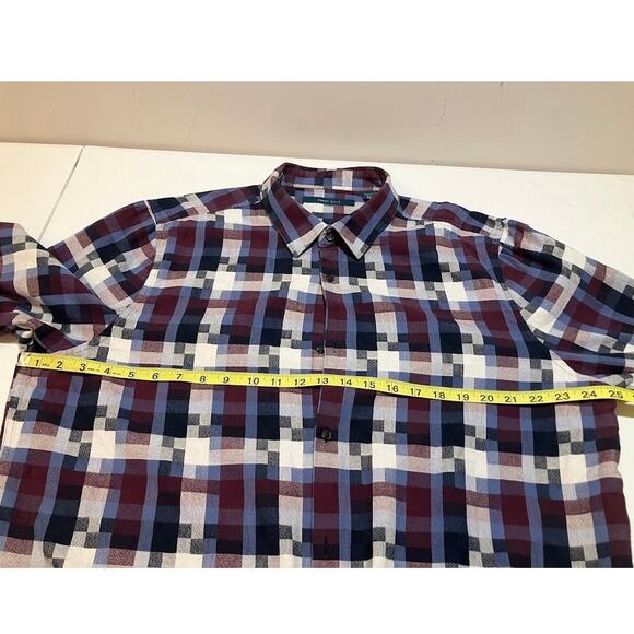Perry Ellis Men's Square Pixelated Plaid Long Sleeve Button-Down Shirt Size 2XLT - Picture 8 of 11